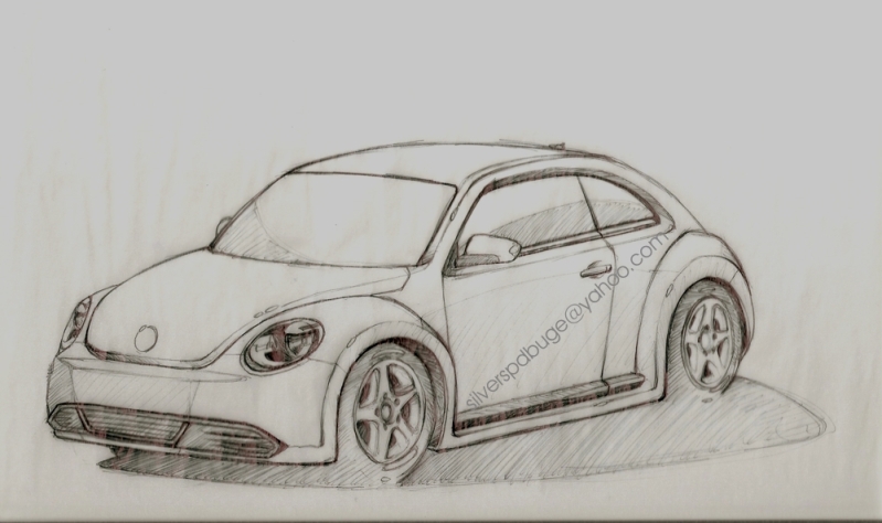 Volkswagen Beetle (Antique) - Pen Drawing — Steemit
