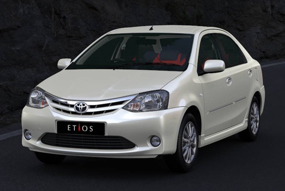 Toyota Etios white sedan