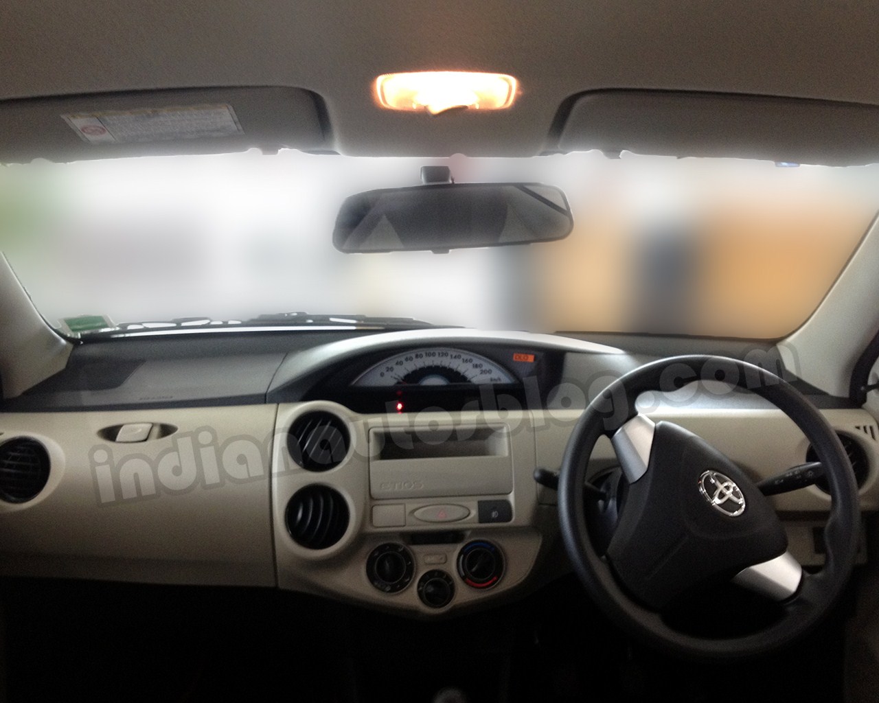 A Closer Look At The Beige Interior On The Toyota Etios Liva