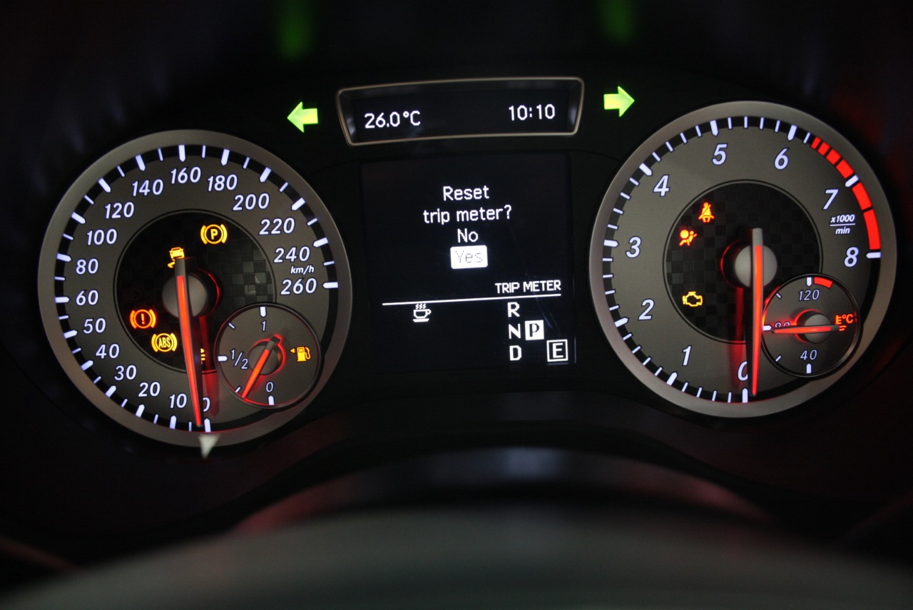 Mercedes A Class instrument cluster lit up