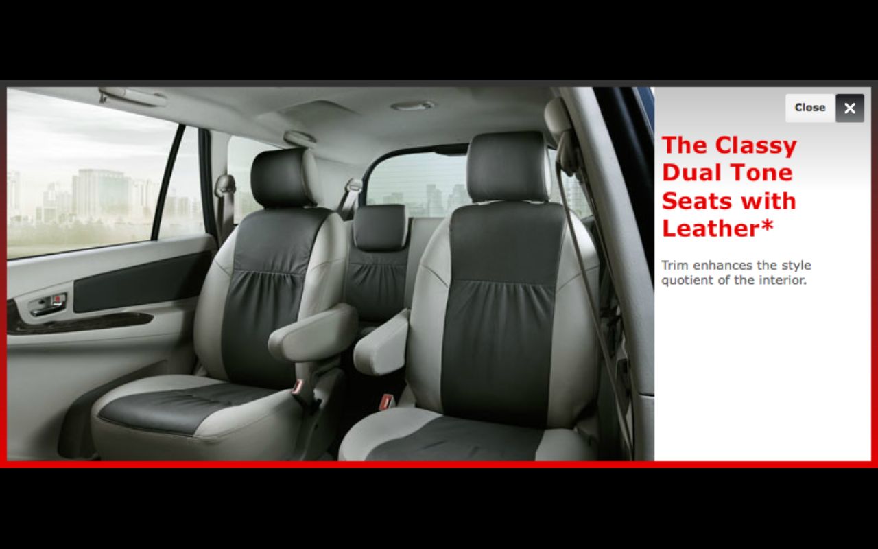 Toyota Innova facelift dual tone leather seat covers