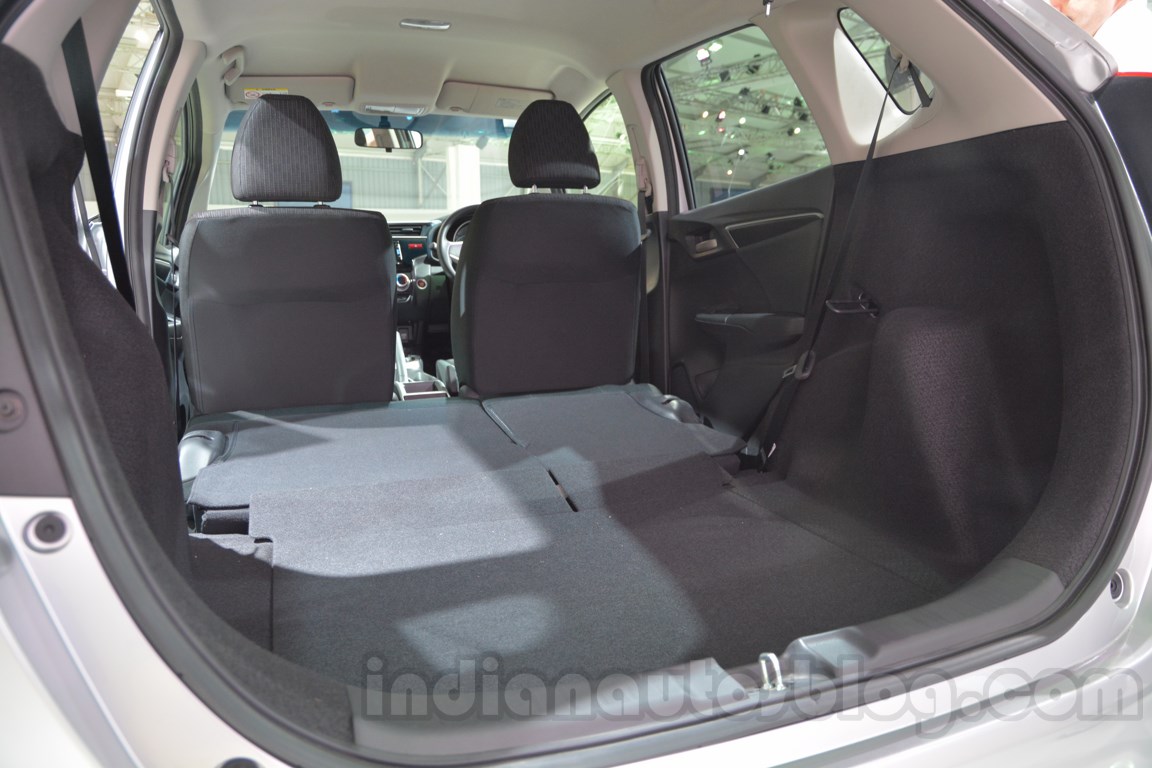 Honda Jazz rear seat flat folding at 2014 Auto Expo