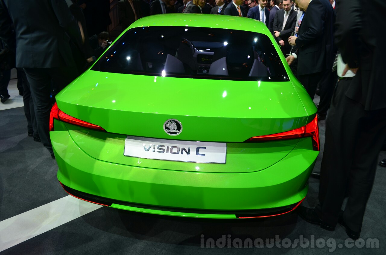 Skoda Vision C concept rear three quarter - Geneva Live