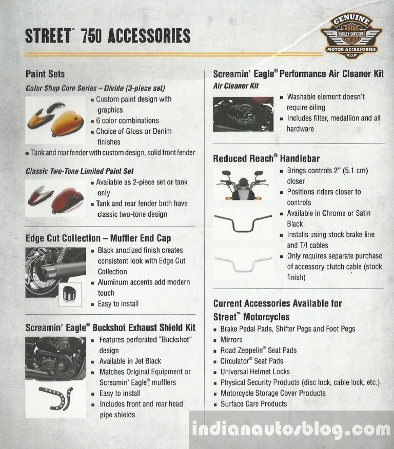 harley davidson street 750 aftermarket accessories india