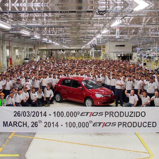 Brazil - 100,000th Toyota Etios leaves Sorocaba factory