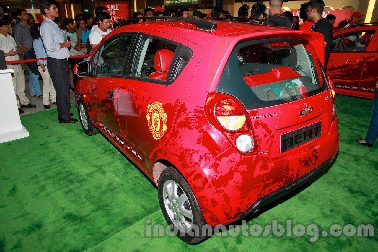 Chevrolet Beat Manchester United edition rear three quarter