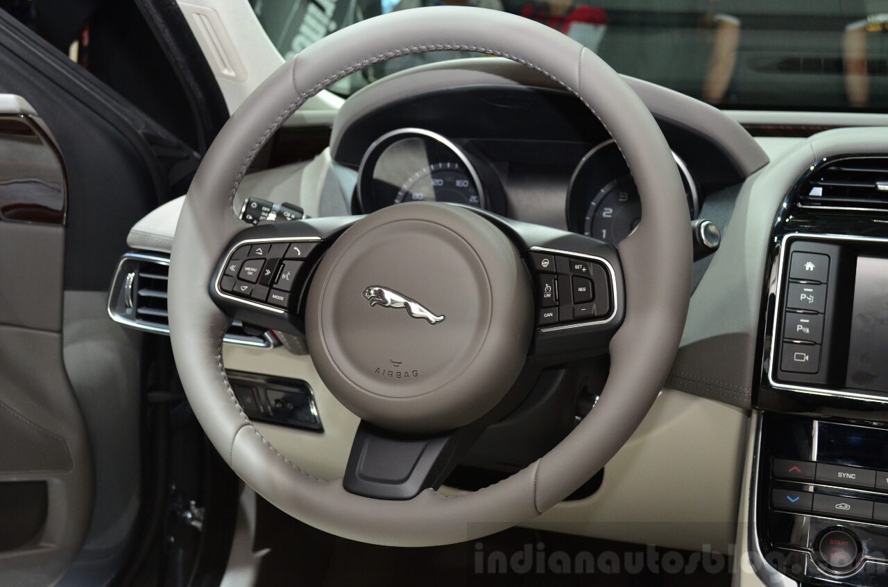 Jaguar XE steering wheel at the 2014 Paris Motor Show