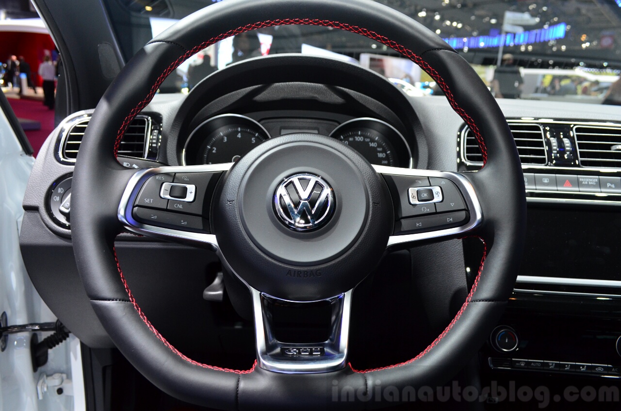 2015 VW Polo GTI steering wheel at the 2014 Paris Motor Show