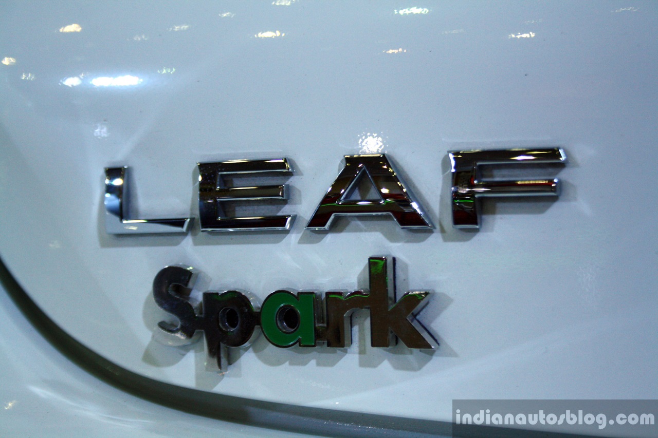 Nissan Leaf badge at the 2014 Colombo Motor Show Sri Lanka