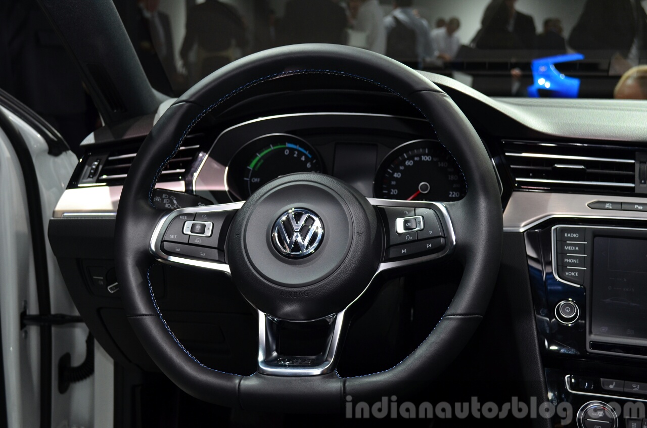 VW Passat GTE steering wheel at the 2014 Paris Motor Show