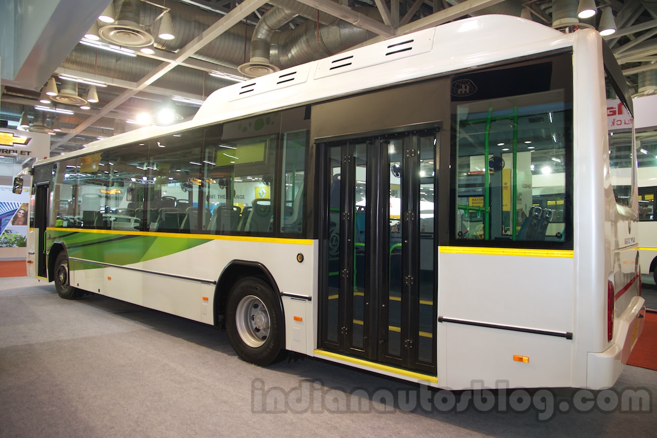 Ashok Leyland FESLF CNG rear quarters at the Bus and Special Vehicles