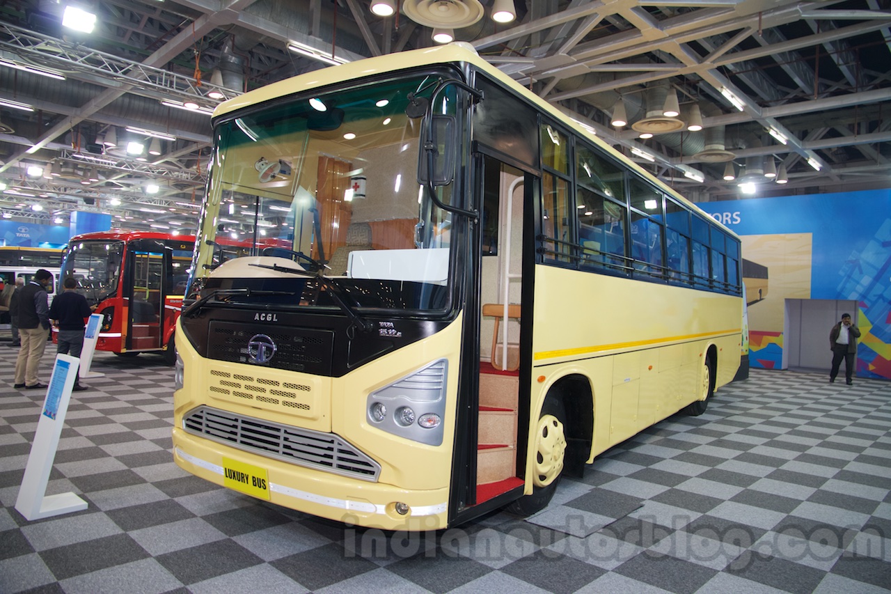 Tata 1512 Luxury Bus front quarters at the Bus and Special Vehicles