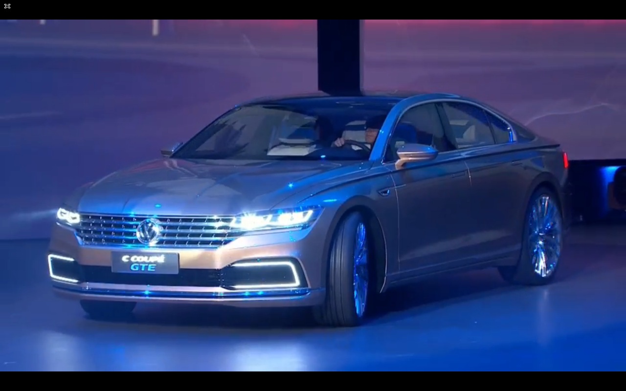 VW C Coupe GTE Concept front three quarter at VW Group Night Shanghai 2015