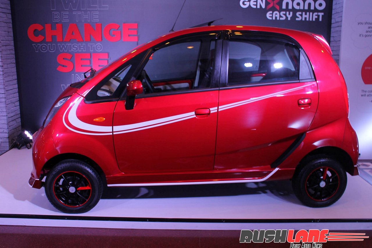 2015 Tata GenX Nano side with sporty accessories and sunroof