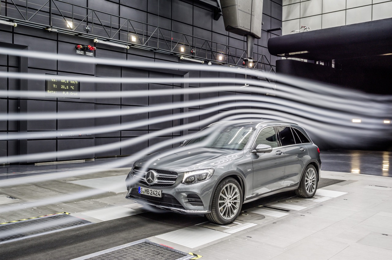 2016 Mercedes GLC wind tunnel testing unveiled press images