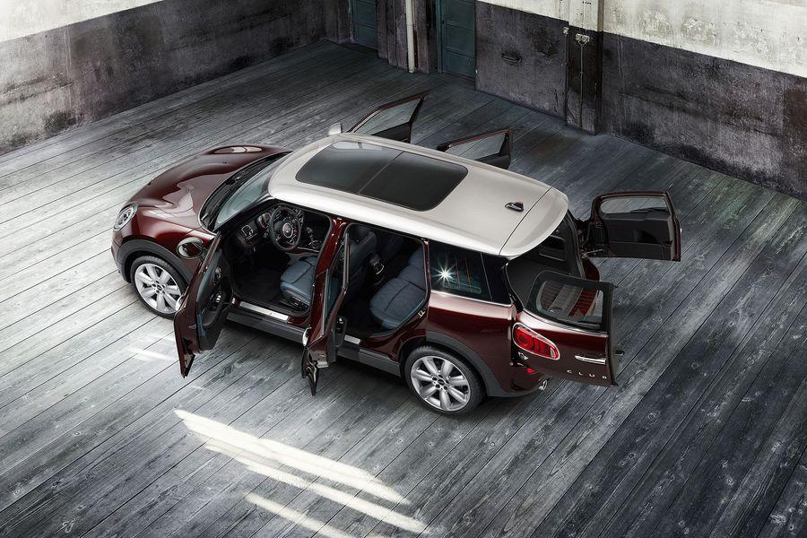 2016 Mini Clubman S top rear with doors open official gallery surfaces