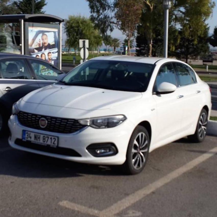 Fiat Egea front three quarter white spotted in the wild without disguise