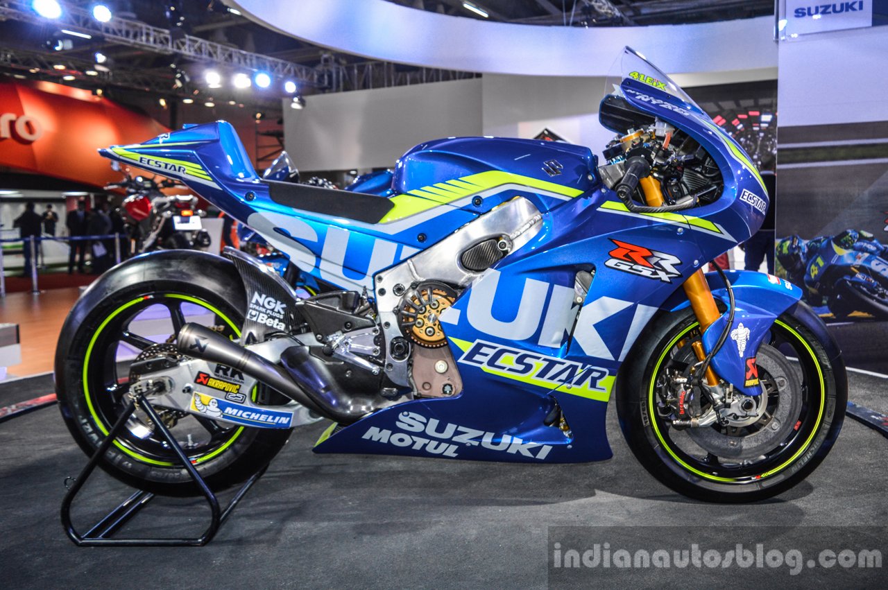 2016 Suzuki GSXRR MotoGP bike side at Auto Expo 2016