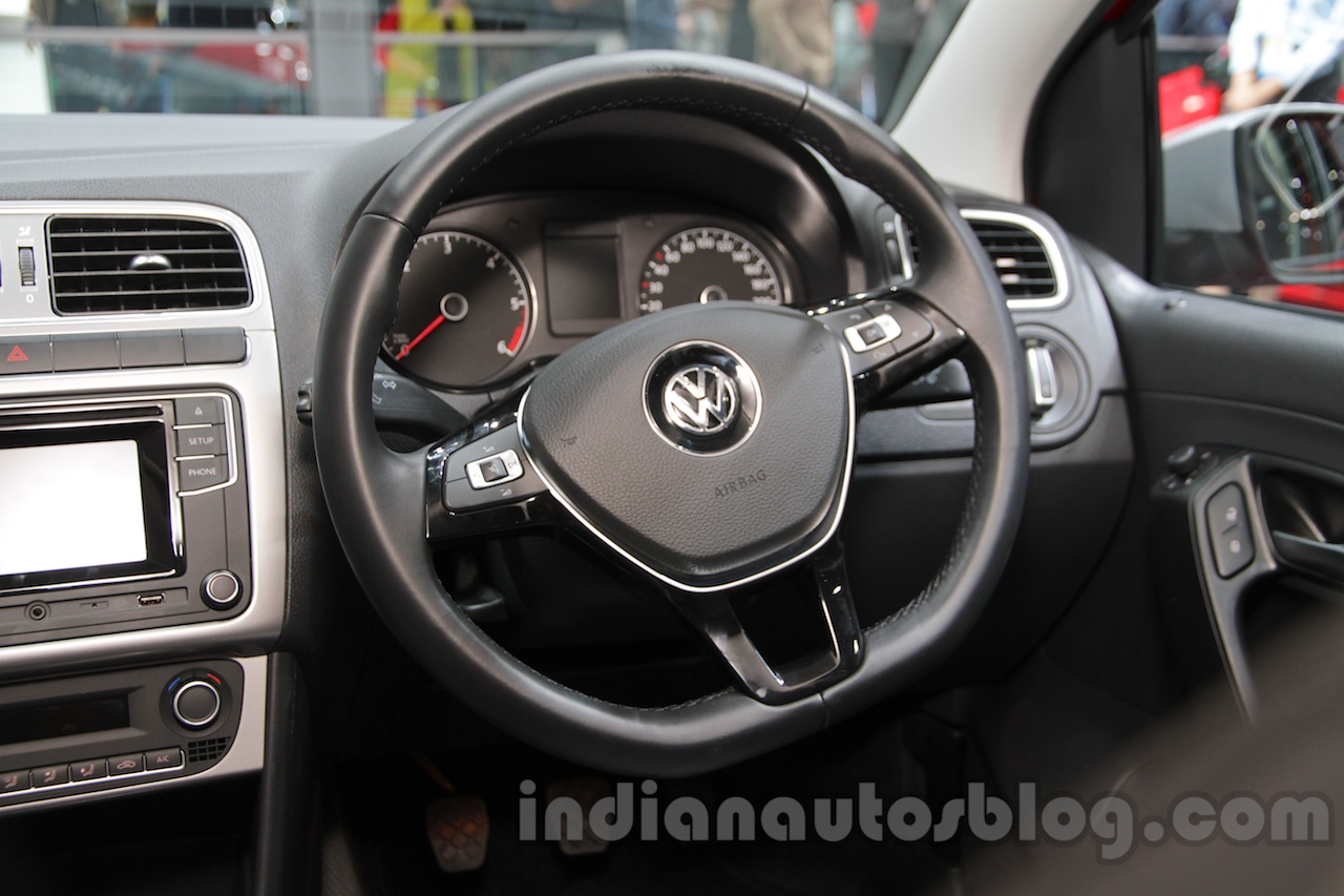 2016 VW Cross Polo steering wheel at the Auto Expo 2016