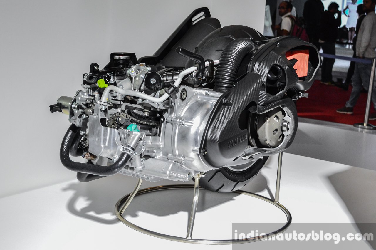  Yamaha  NMax  engine  cut section front quarter at Auto Expo 2019