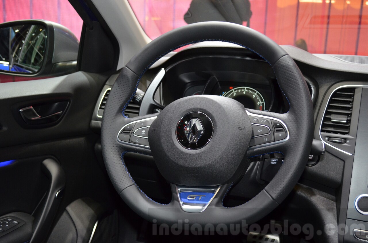 2016 Renault Megane Estate GT steering wheel at the 2016 Geneva Motor Show