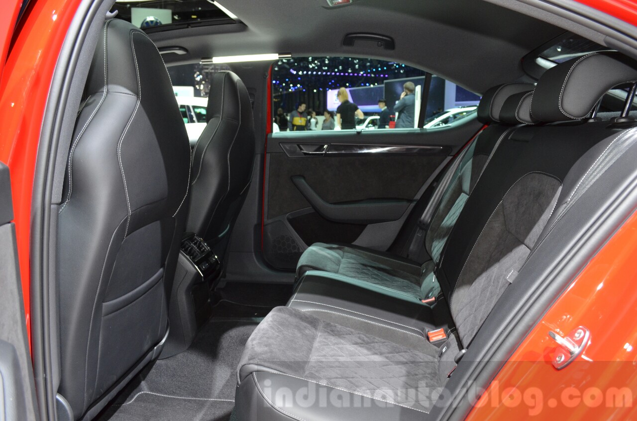 2016 Skoda Superb SportLine rear seats at 2016 Geneva Motor Show