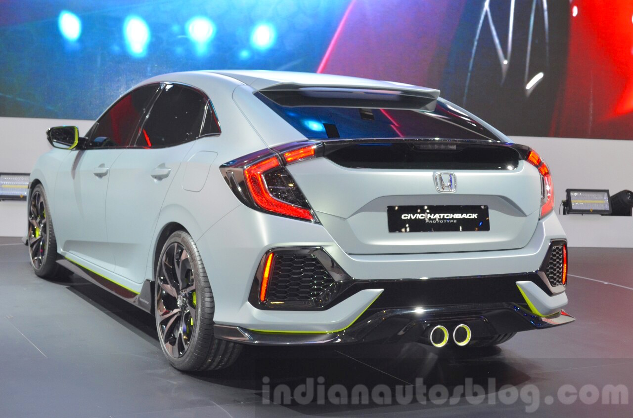 Honda Civic Hatchback Prototype rear three quarters at the 