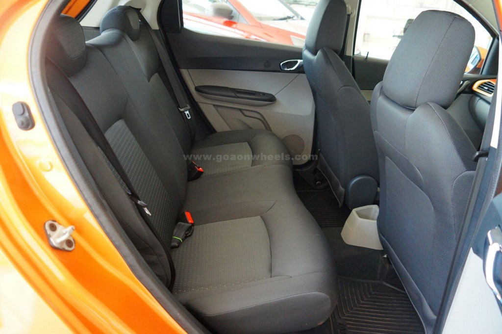 Tata Tiago rear seat on display at a Goan dealership