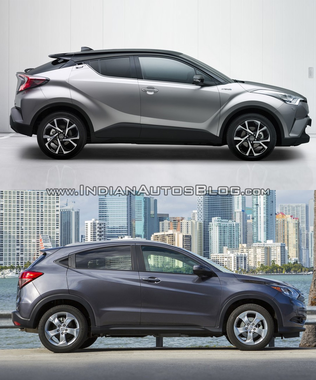 Toyota C-HR side vs Honda HR-V side comparo