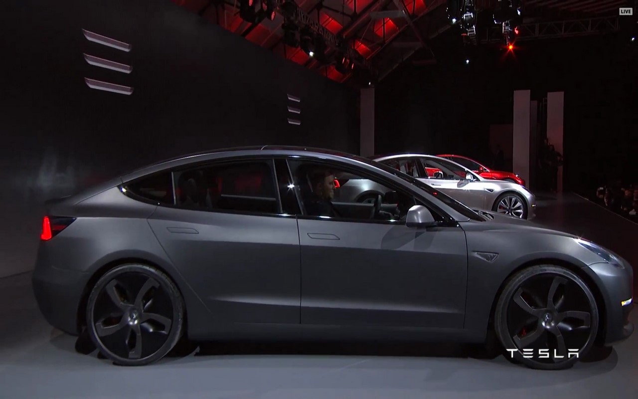 Tesla Model 3 grey side profile