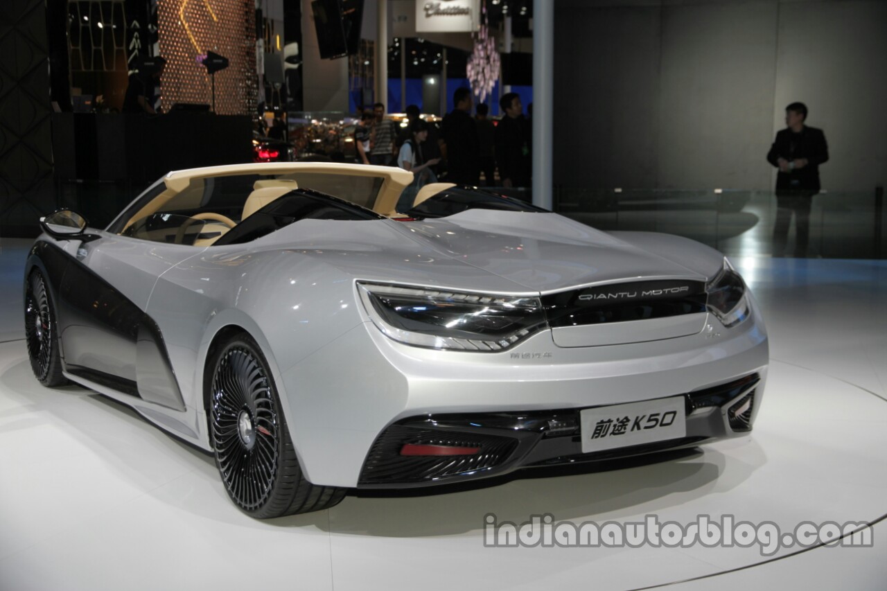 Qiantu K50 roadster concept rear three quarters at Auto China 2016