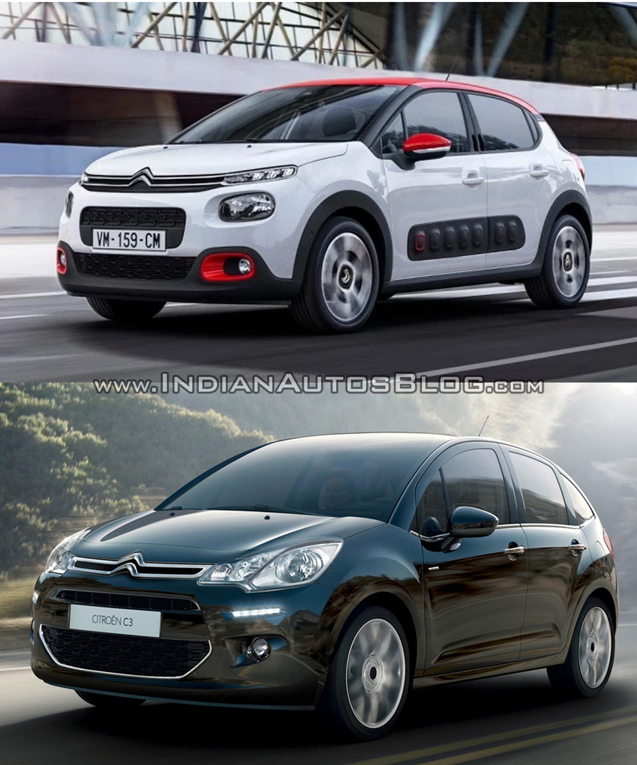 2016 Citroen C3 vs. 2014 Citroen C3 front three quarters