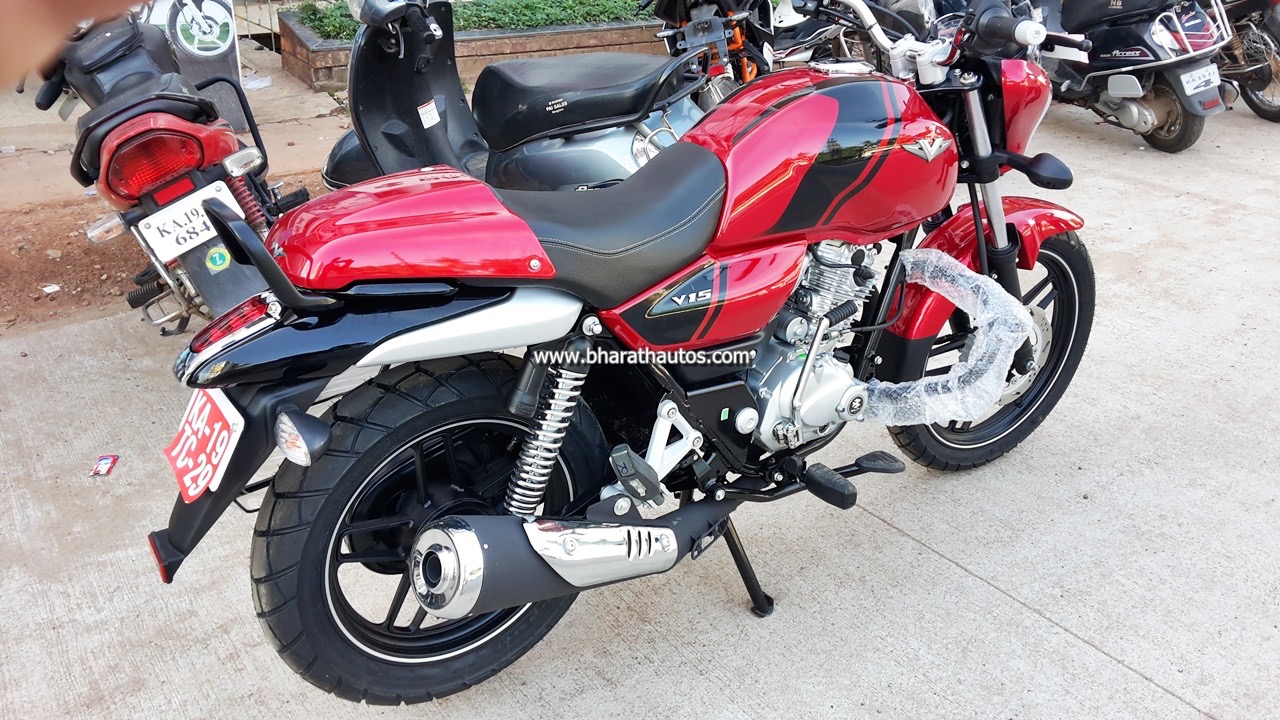 Bajaj V15 Launched In Cocktail Wine Red Color In Images