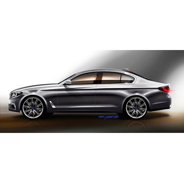 Side Profile Of 2017 Bmw 5 Series Rendering