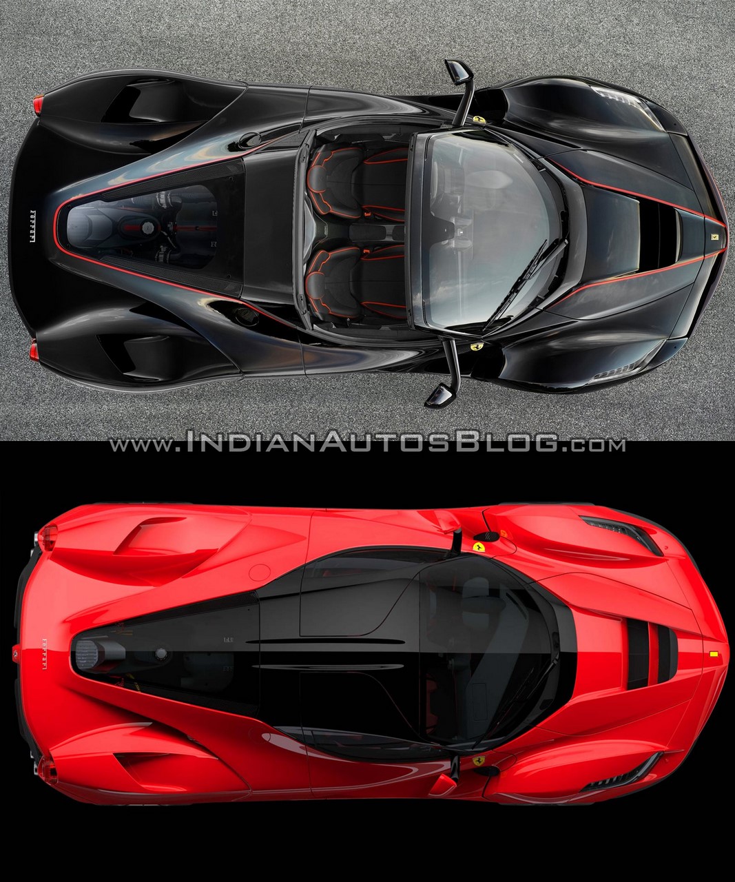 Ferrari LaFerrari Aperta (Spider) vs. Ferrari LaFerrari coupe top view