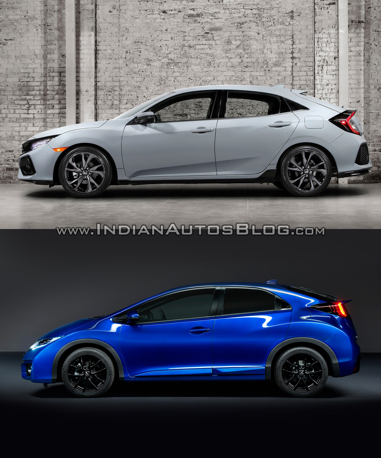 2017 Honda Civic Hatchback vs. 2015 Honda Civic Hatchback side profile