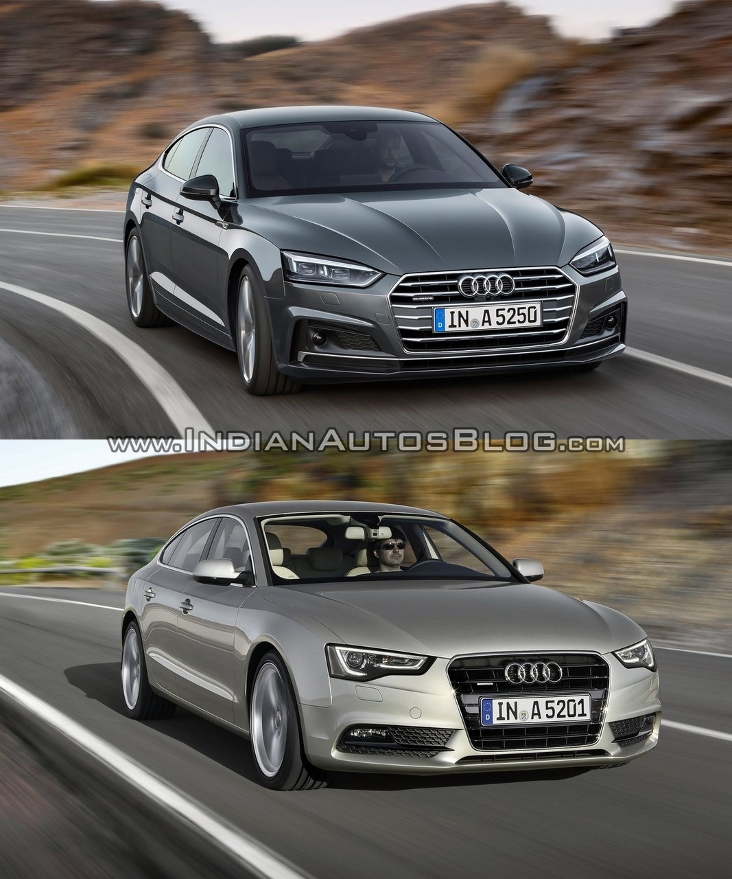 2017 Audi A5 Sportback vs. 2012 Audi A5 Sportback front three quarters