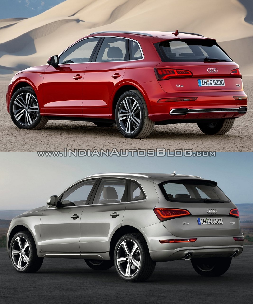 2017 Audi Q5 vs. 2013 Audi Q5 rear three quarters left side