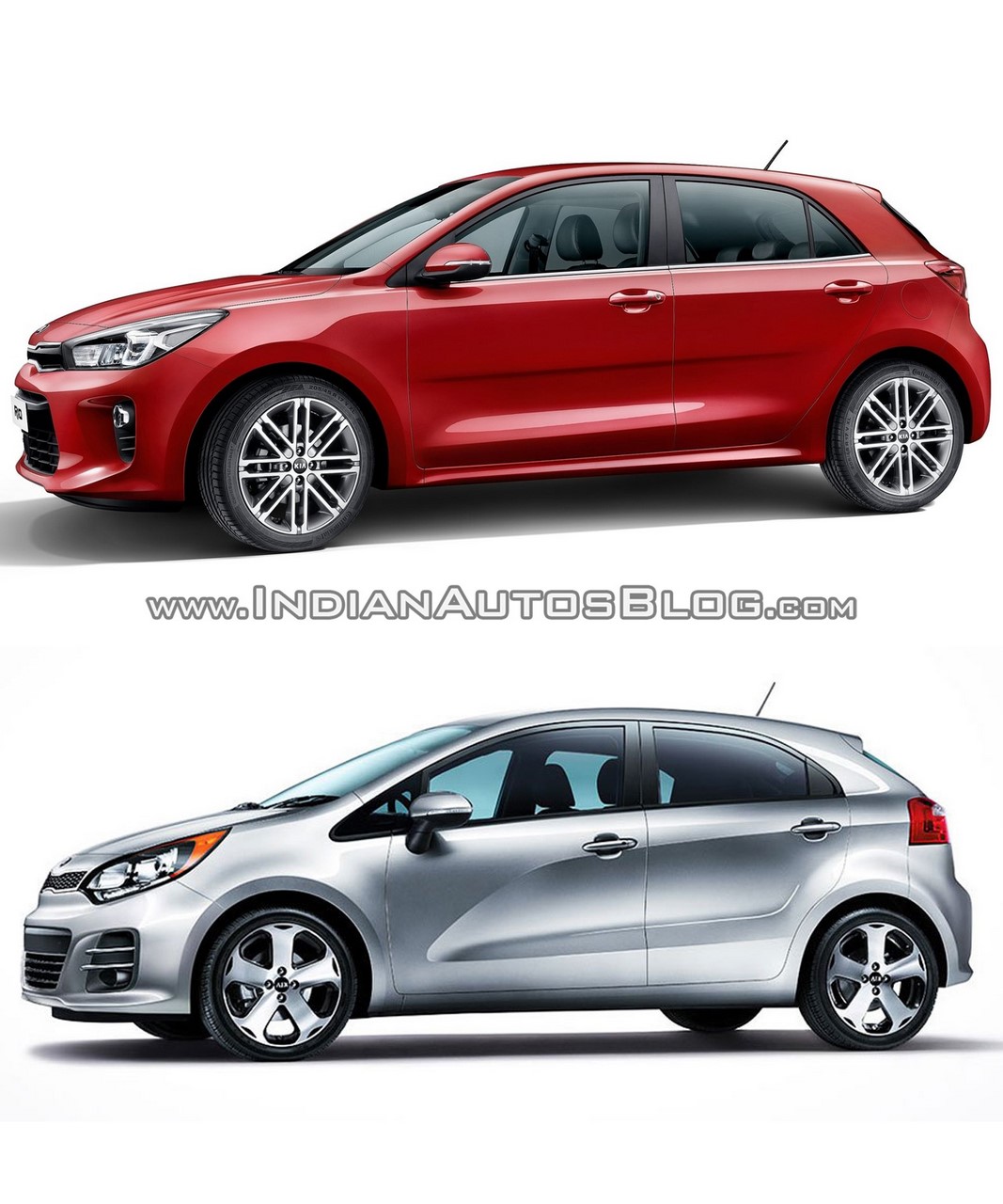 2017 Kia Rio vs. 2015 Kia Rio exterior