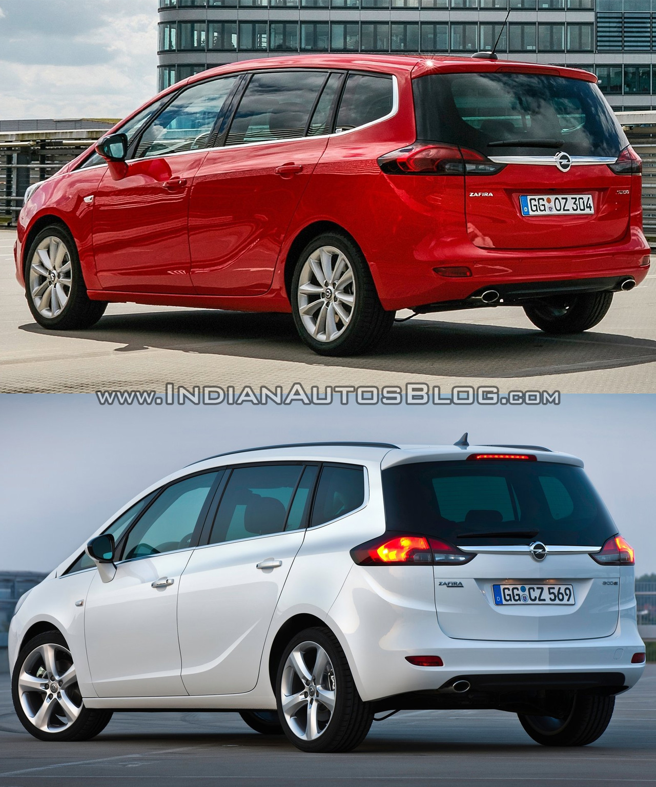 2017 Opel Zafira vs 2011 Opel Zafira rear three quarter