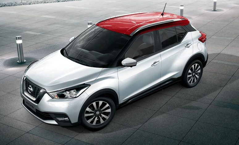 Nissan Kicks silver red roof dual tone
