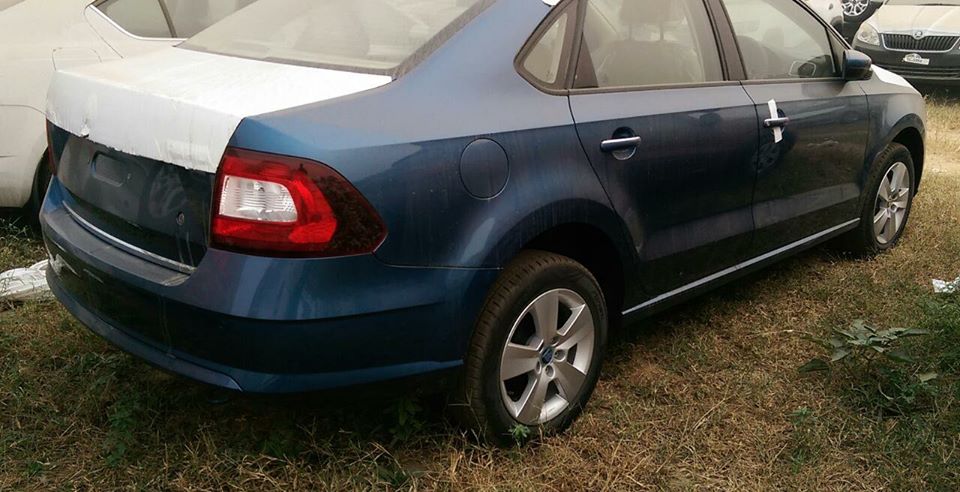 2017 Skoda Rapid blue rear three quarter spied ahead of launch