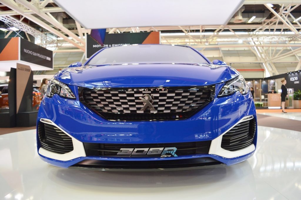 Peugeot 308 R HYbrid concept front at 2016 Bologna Motor Show