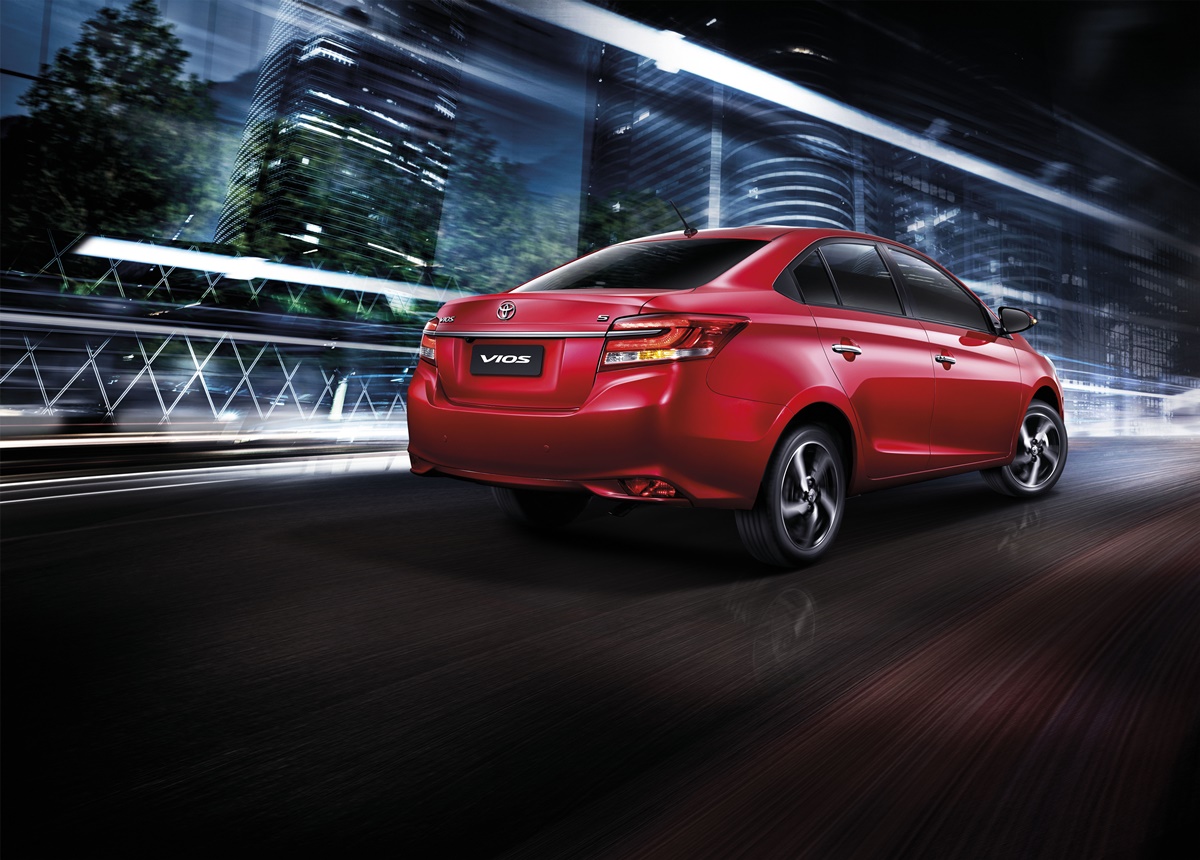 2017 Toyota Vios (facelift) rear three quarter press image