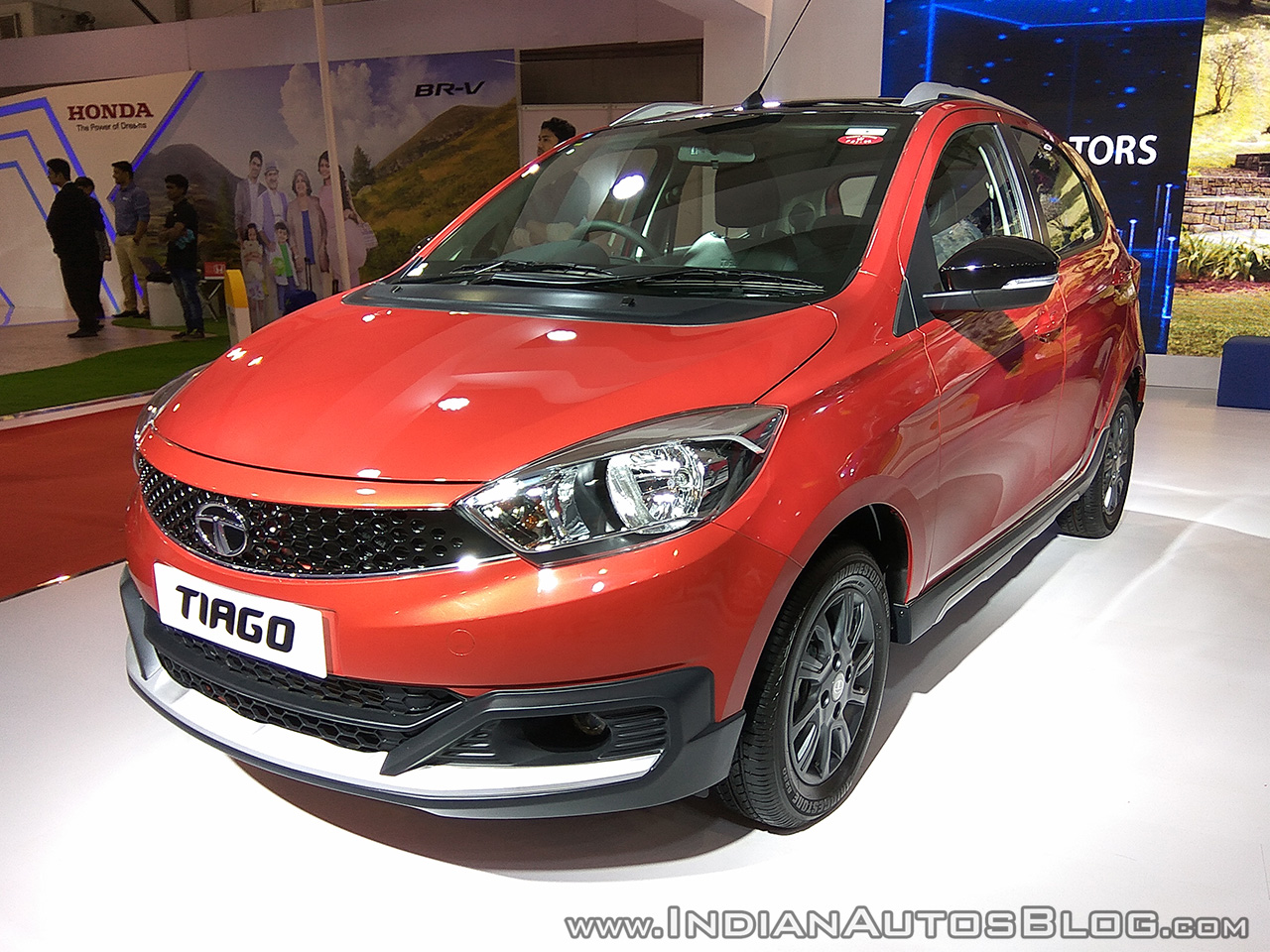 Tata Tiago with body kit front three quarters left side at 