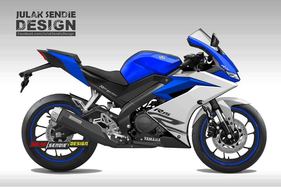 Yamaha R15 v3.0 rendering blue side