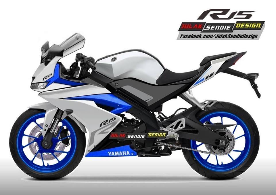 Yamaha R15 v3.0 rendering white side