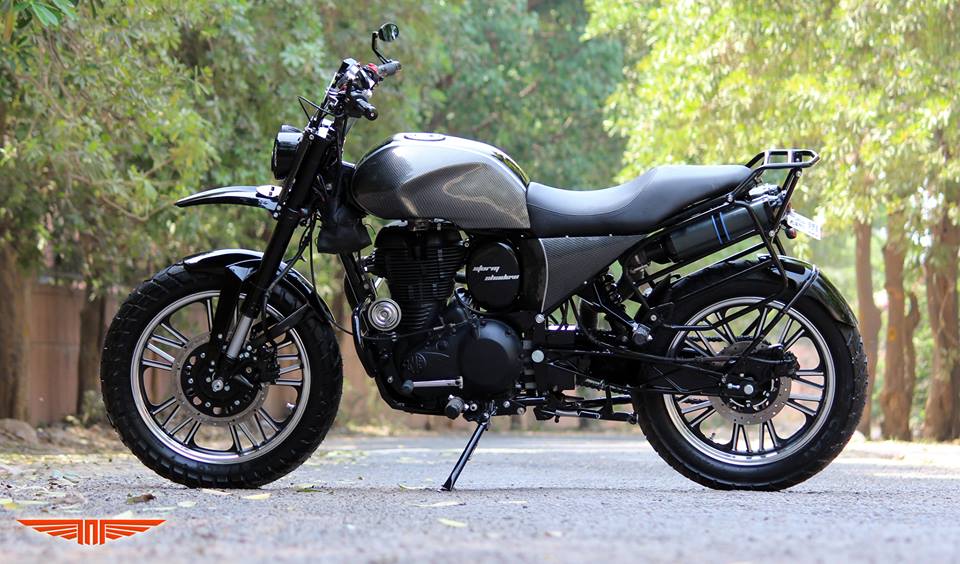 Custom Royal Enfield Classic 500 tourer scrambler by TNT Motorcycles