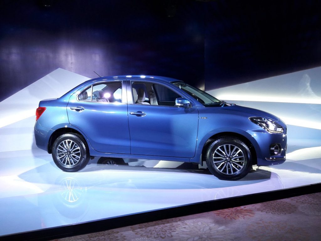 Maruti Dzire 2017 side profile from unveil
