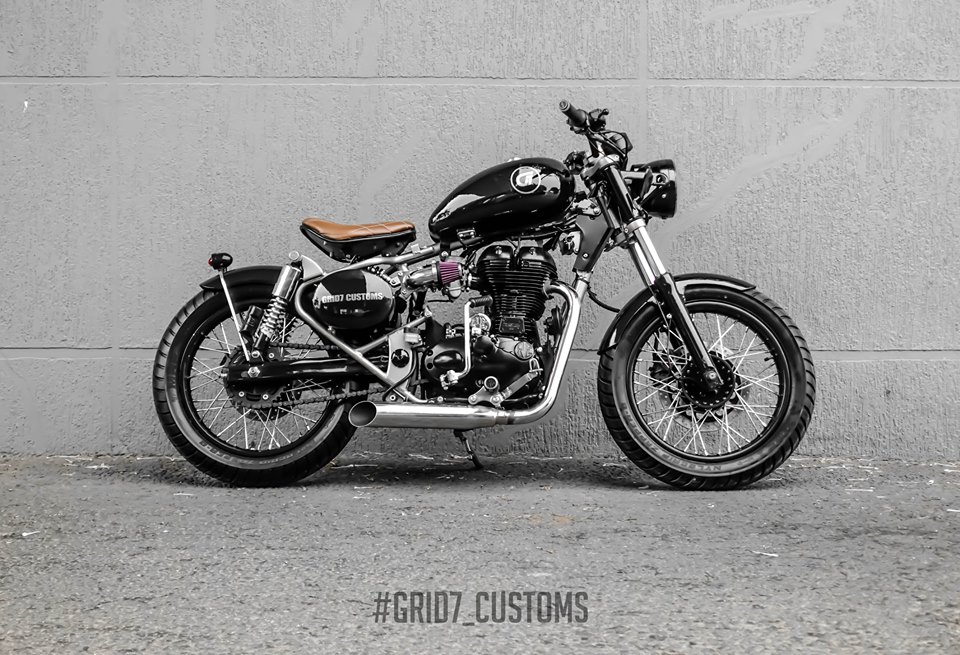 Royal Enfield Classic 350 'Brat Bobber' by Grid7 Customs